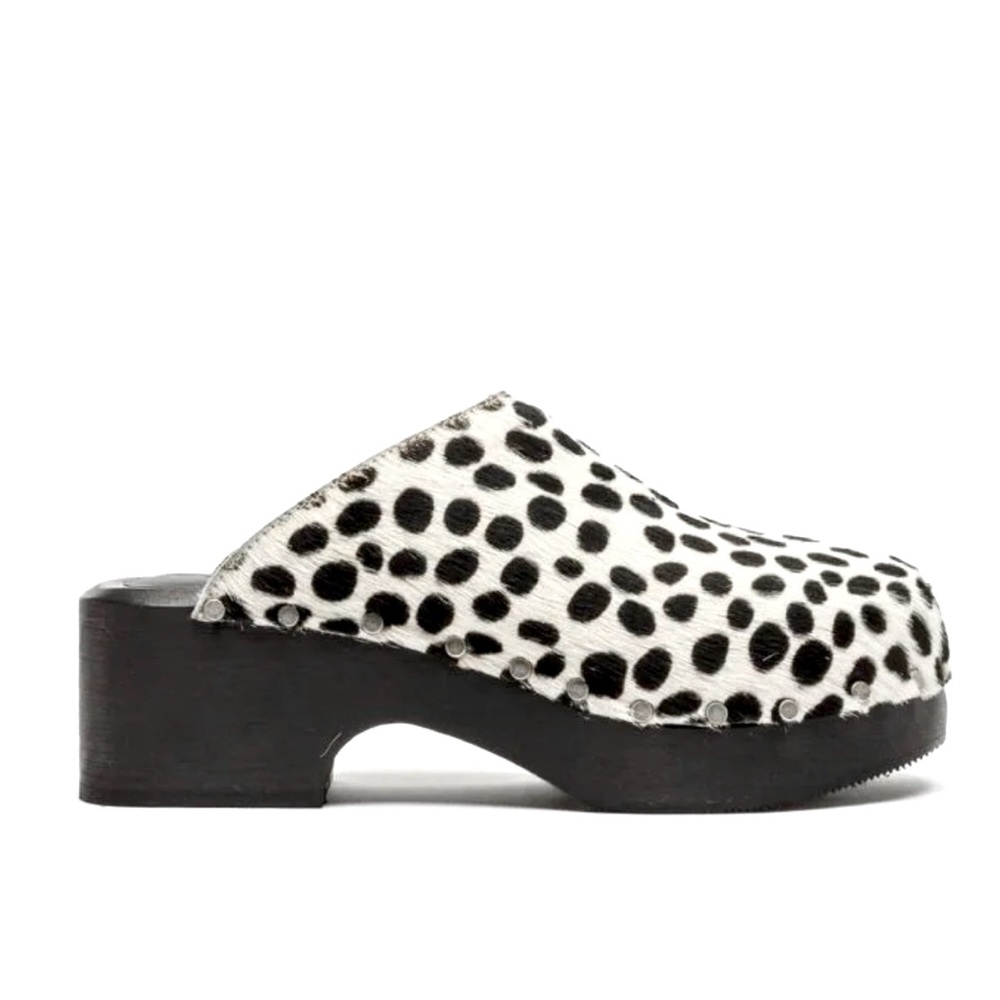 Re/Done 70s Calf Hair Black & White Leopard Clog
